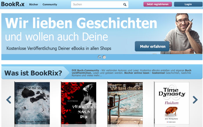 Die Bookrix-Homepage