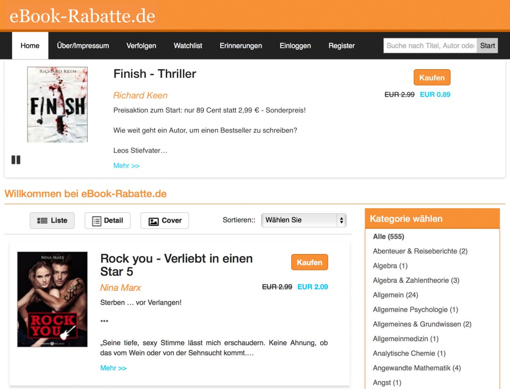 Auf eBook-Rabatte.de können Sie für eigene Preisaktionen werben.