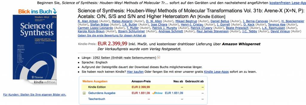 2400 Euro! Dieses eBook hat einen Verkaufsrang, muss also schon mindestens einmal gekauft worden sein.